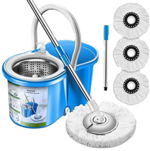 Aootek Upgraded Stainless Steel Deluxe 360 Spin Mop & Bucket
