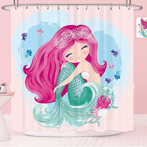 Riyidecor Mermaid Scales Shower Curtain