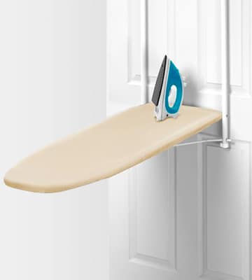 HOMZ Over-the-Door Steel Top Ironing Board, Foldable, with Free Set of Dryer Balls Included